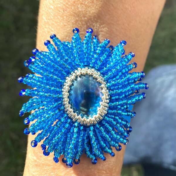 Bracelet - Collier "Aquaflore" Bleu aigue-marine