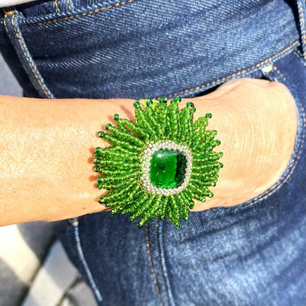 Collier- Bracelet "Aquaflore" Vert clair lumineux – Image 3