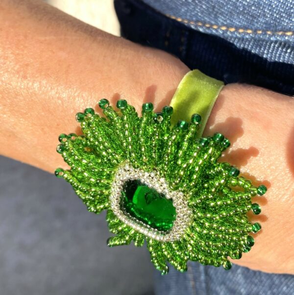 Collier- Bracelet "Aquaflore" Vert clair lumineux – Image 4