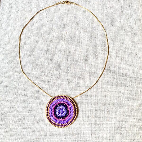 Collier Rosace Mauve Colombine – Image 2