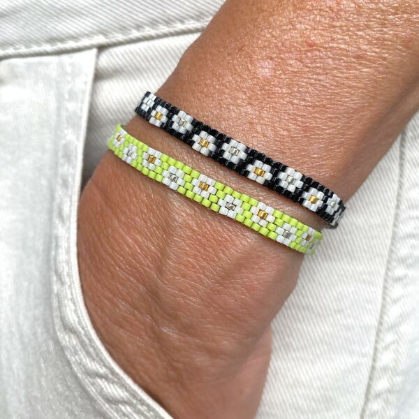 Bracelet "Semi de Pâquerette" ruban Vert Anis – Image 2