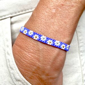 Bracelet "Semi de Pâquerette" ruban Mauve
