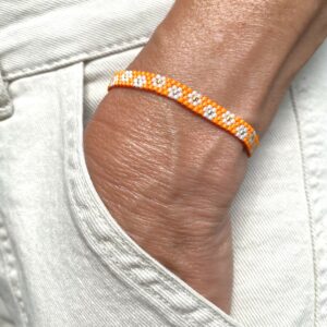 Bracelet "Semi de Pâquerette" ruban Orange Pétant